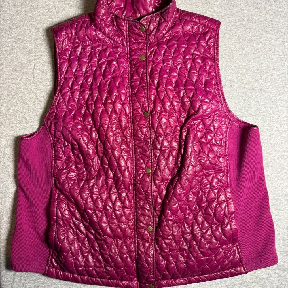 Talbots Pink Quilted Full Zip Puffer Vest Women Size 2X
